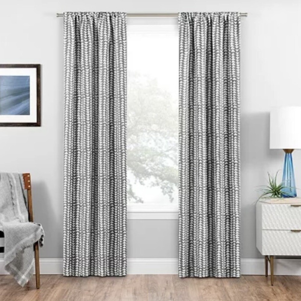 Eclipse Naya Blackout Window Rod Pocket Curtain 37x95 in. Grey One Panel New
